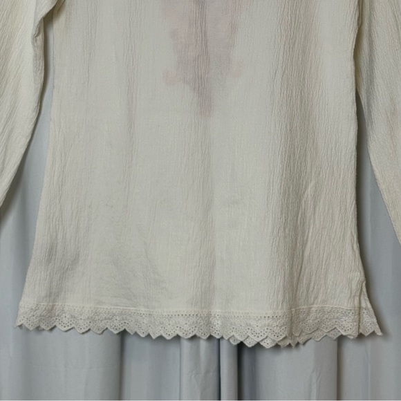 Soft Surroundings Embroidered Tunic Top White Red Pink Size Medium Boho - Picture 10 of 11